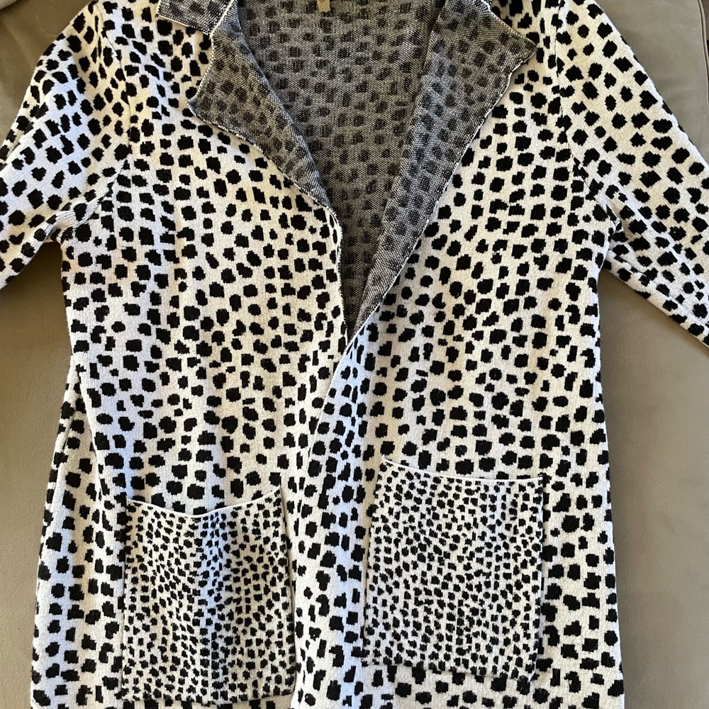 Black and White Animal Print Sweater Jacket